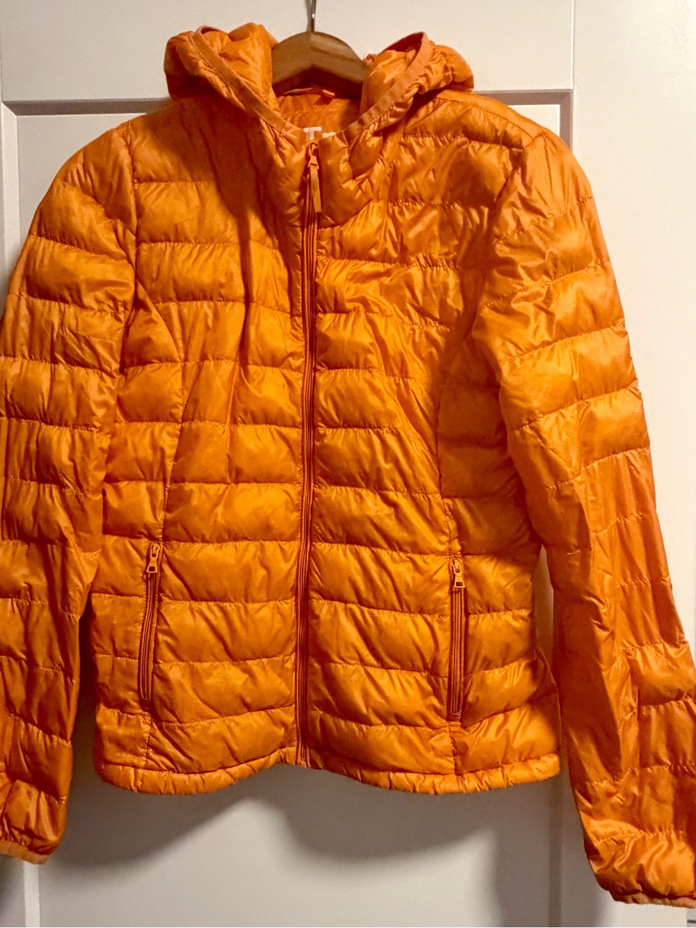 TNA Women's Hooded Packable Puffer Jacket - Orange